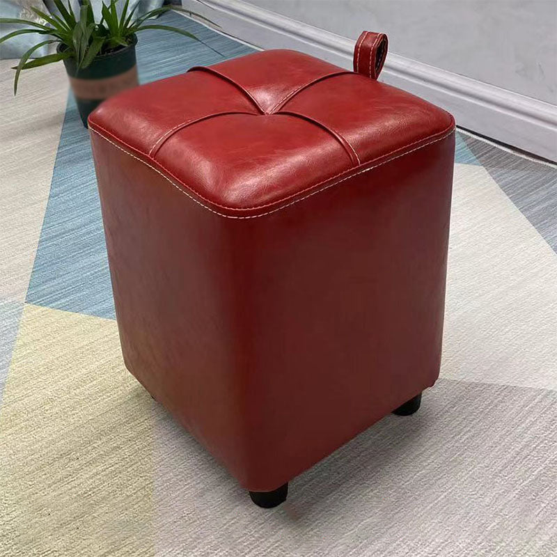 Contemporary PU Leather Pouf Chair Plain Square Tufted Water Resistant Target Pouf