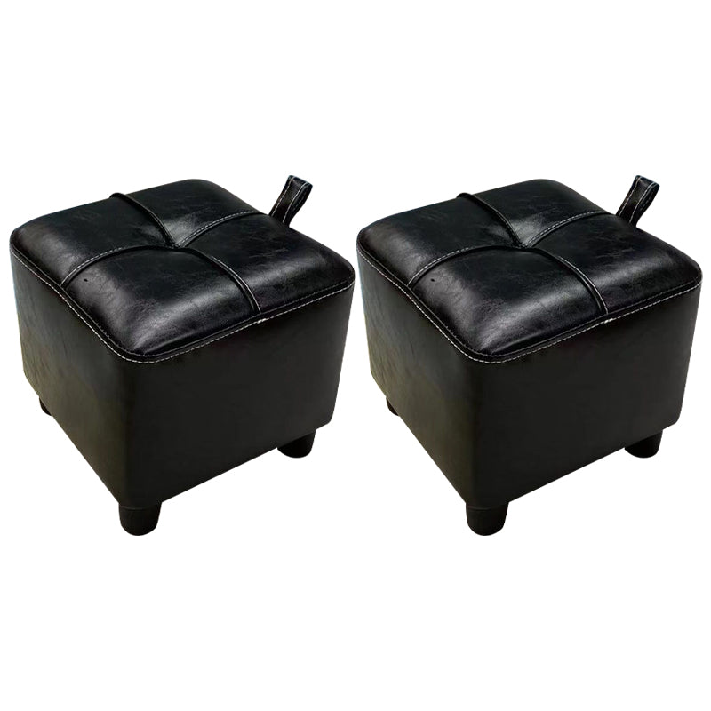 Contemporary PU Leather Pouf Chair Plain Square Tufted Water Resistant Target Pouf