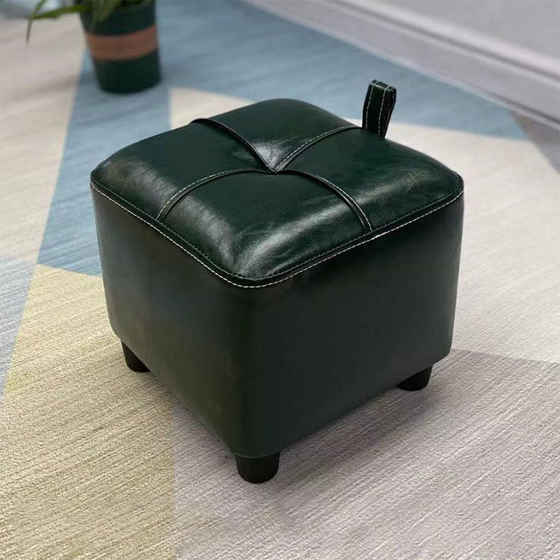 Contemporary PU Leather Pouf Chair Plain Square Tufted Water Resistant Target Pouf