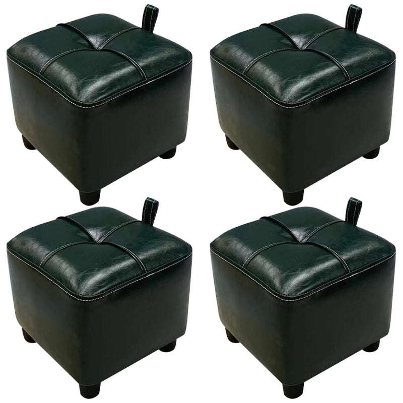 Contemporary PU Leather Pouf Chair Plain Square Tufted Water Resistant Target Pouf