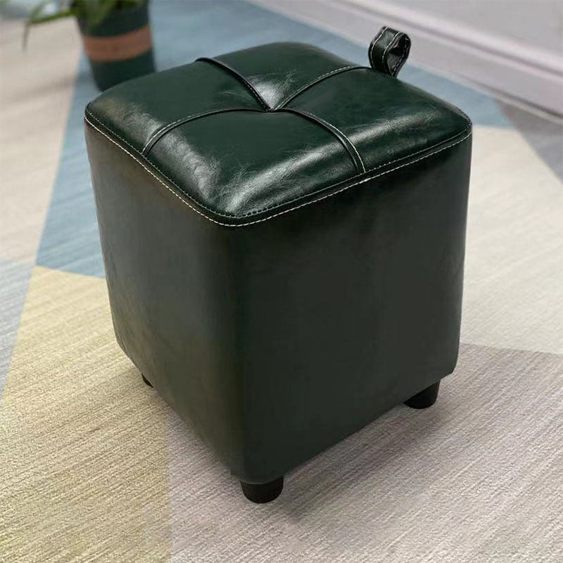 Contemporary PU Leather Pouf Chair Plain Square Tufted Water Resistant Target Pouf