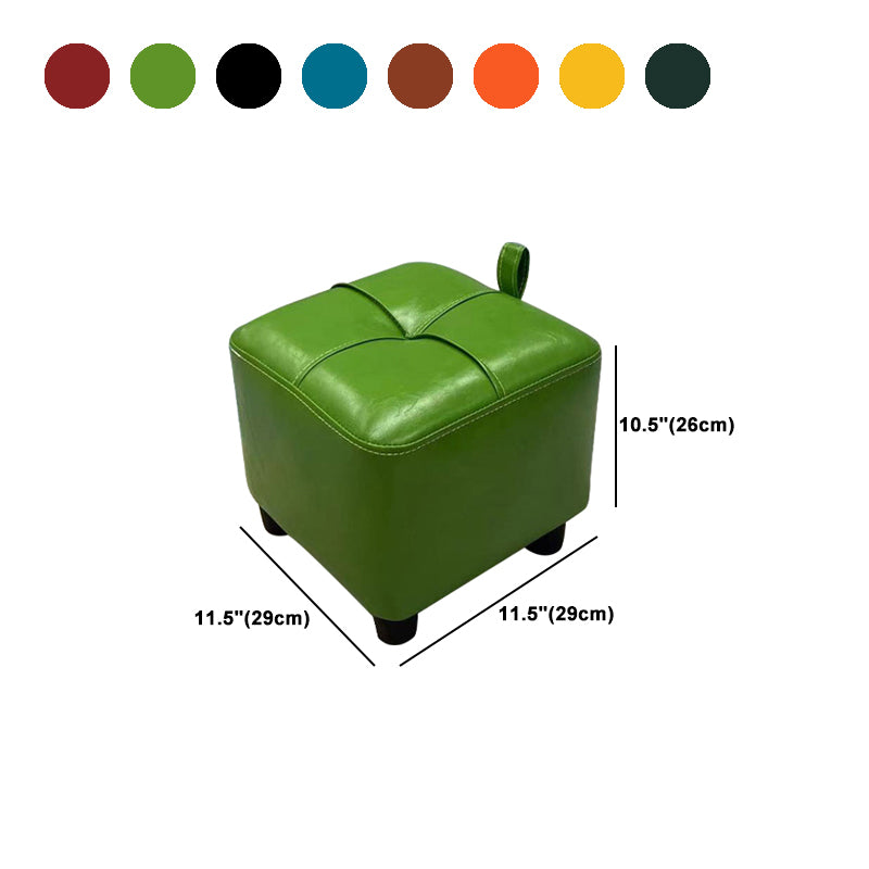 Contemporary PU Leather Pouf Chair Plain Square Tufted Water Resistant Target Pouf