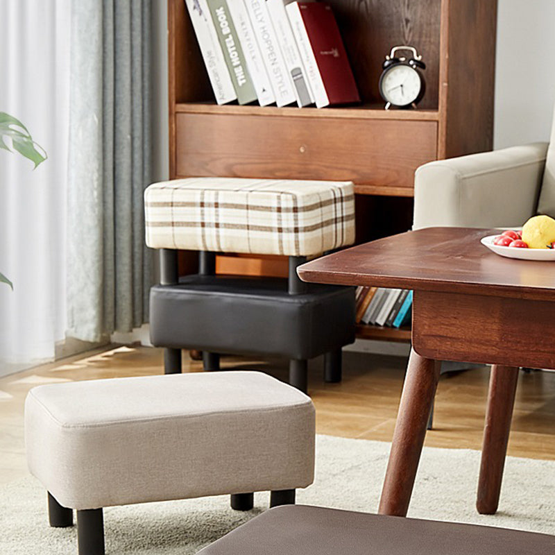 Contemporary Ottoman Faux Leather Upholstered Rectangle Ottoman