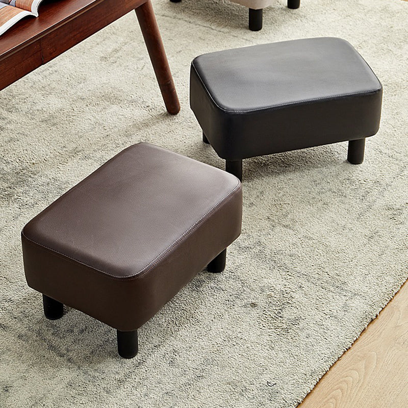 Contemporary Ottoman Faux Leather Upholstered Rectangle Ottoman