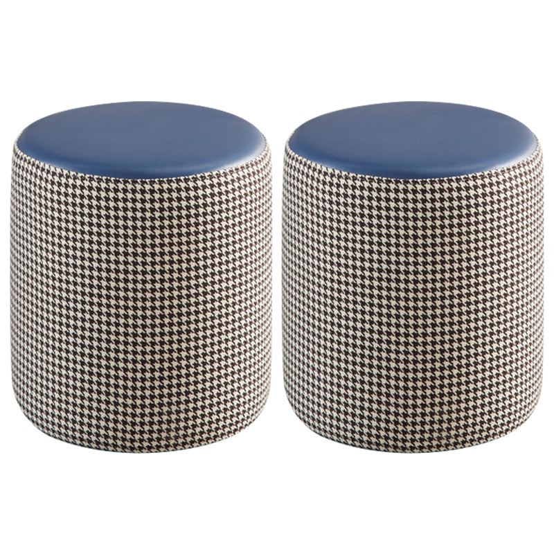 Modern Water Resistant Ottoman Circle Shape Orange Genuine Leather Cube