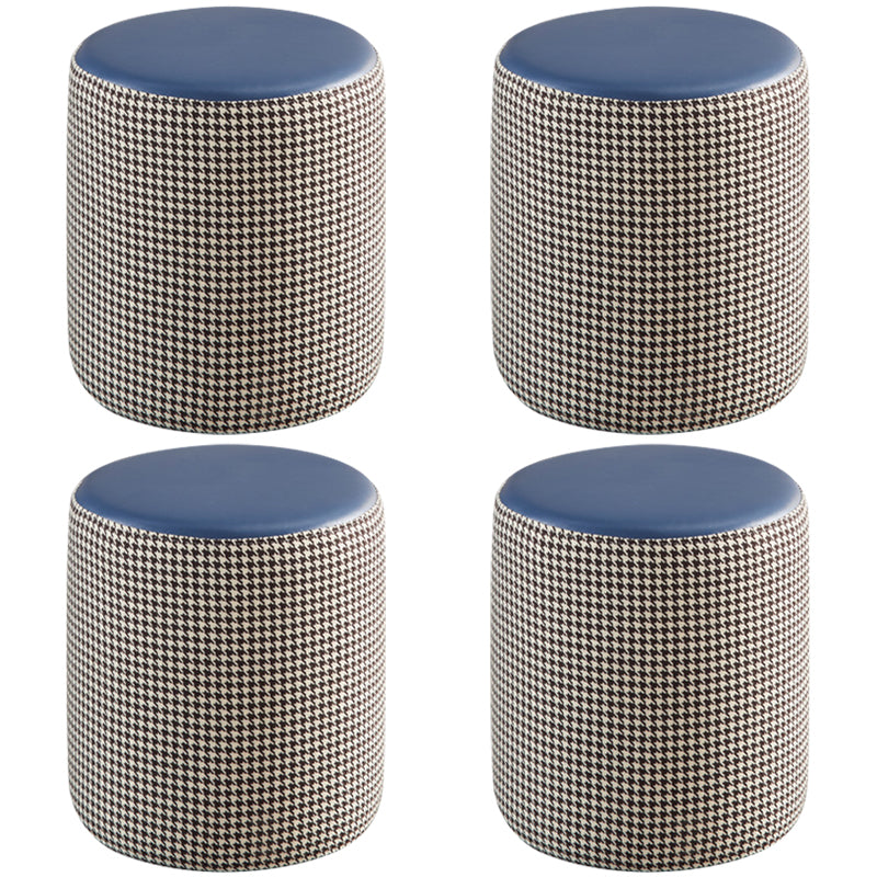 Modern Water Resistant Ottoman Circle Shape Orange Genuine Leather Cube