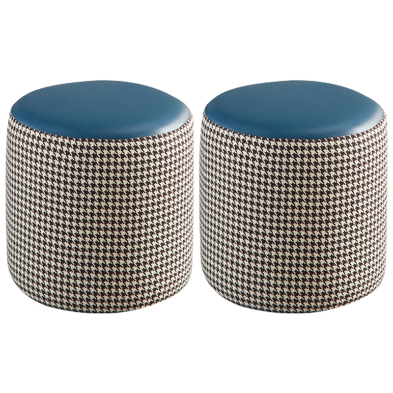 Modern Water Resistant Ottoman Circle Shape Orange Genuine Leather Cube