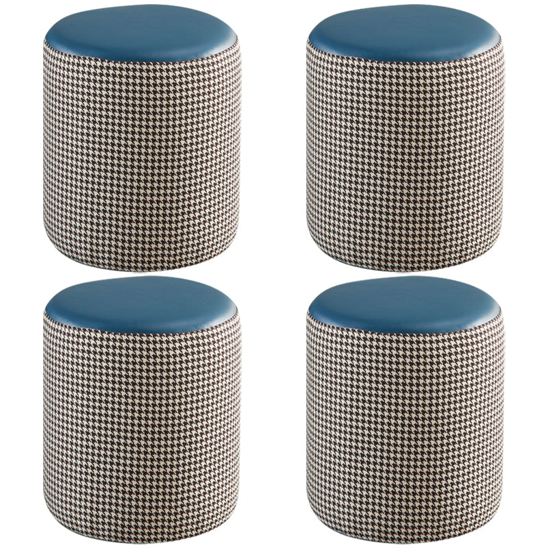 Modern Water Resistant Ottoman Circle Shape Orange Genuine Leather Cube