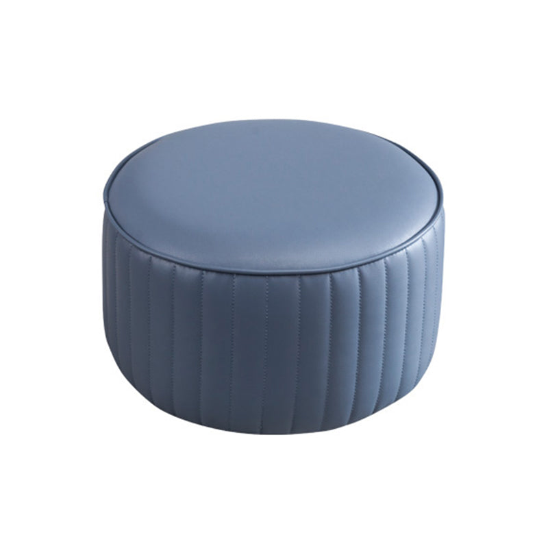 Modern Round Ottoman Solid Color Leather Water Resistant Footstool Ottoman