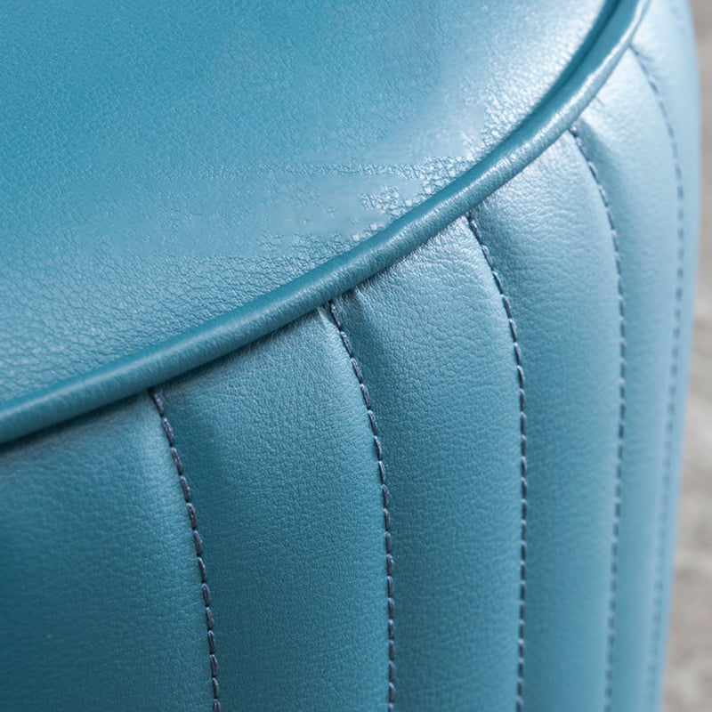 Modern Round Ottoman Solid Color Leather Water Resistant Footstool Ottoman