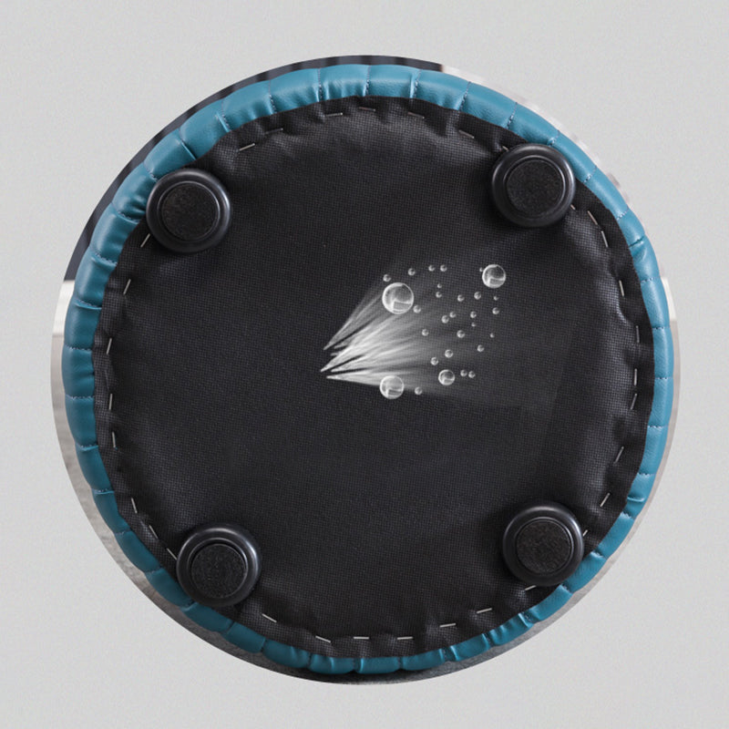Modern Round Ottoman Solid Color Leather Water Resistant Footstool Ottoman