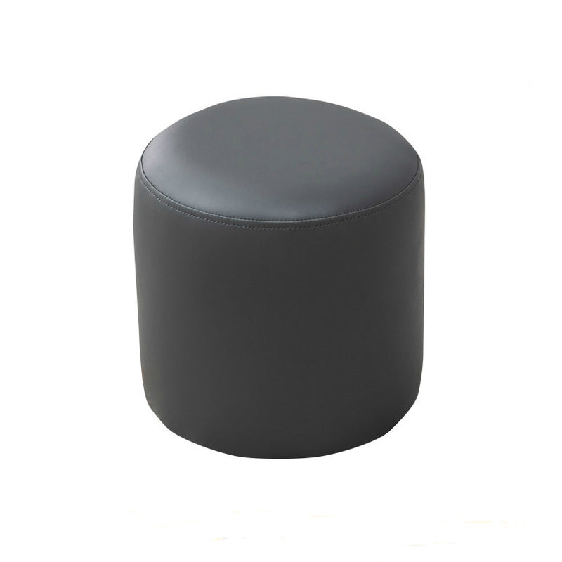 Modern Round Ottoman Solid Color Leather Water Resistant Footstool Ottoman