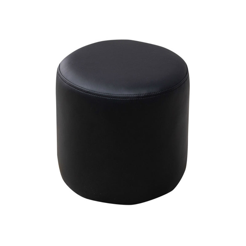 Modern Round Ottoman Solid Color Leather Water Resistant Footstool Ottoman