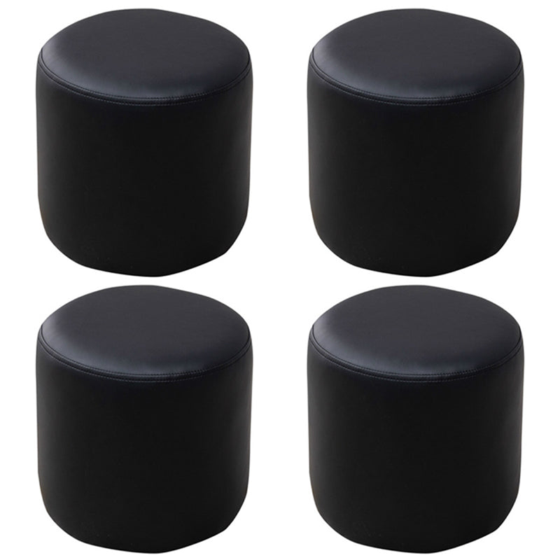 Modern Round Ottoman Solid Color Leather Water Resistant Footstool Ottoman
