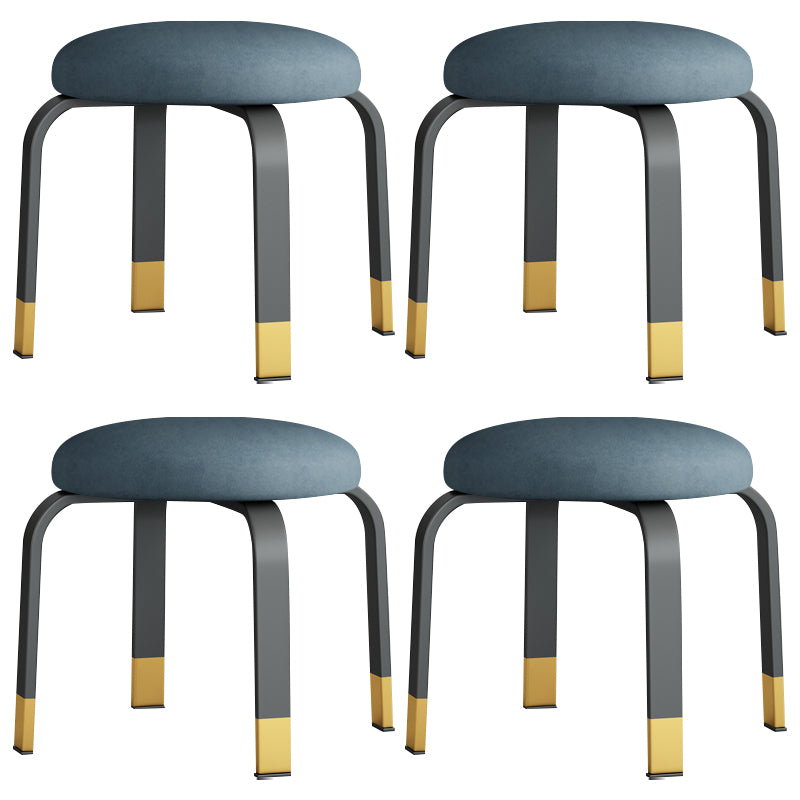 Footstool Ottoman Tear Resistant Solid Glam Cotton Blend Round Ottoman