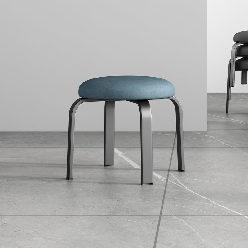 Footstool Ottoman Tear Resistant Solid Glam Cotton Blend Round Ottoman