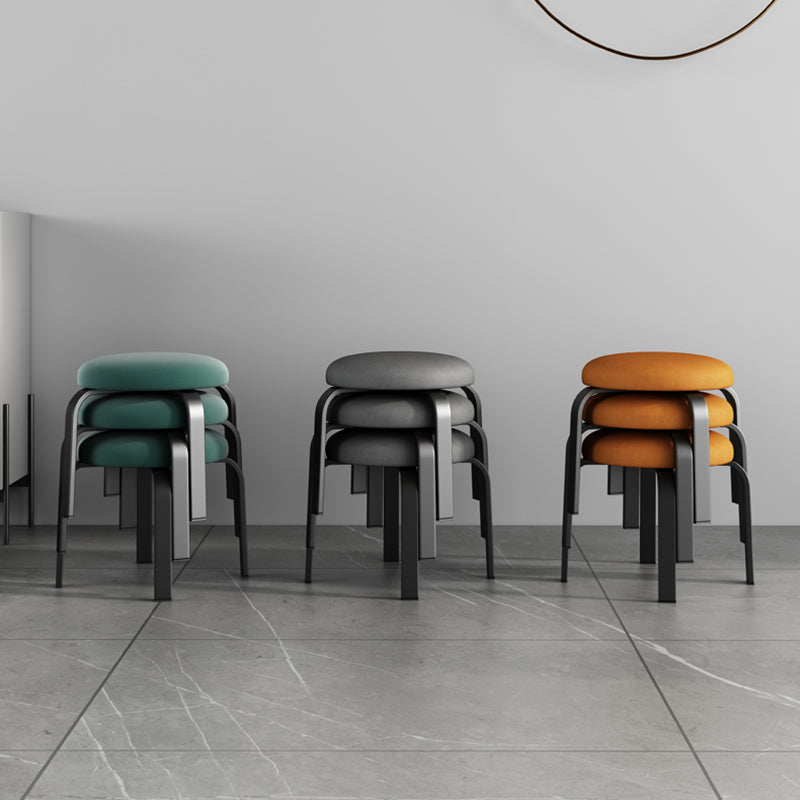 Footstool Ottoman Tear Resistant Solid Glam Cotton Blend Round Ottoman