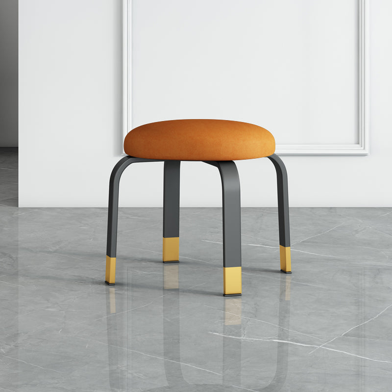 Footstool Ottoman Tear Resistant Solid Glam Cotton Blend Round Ottoman