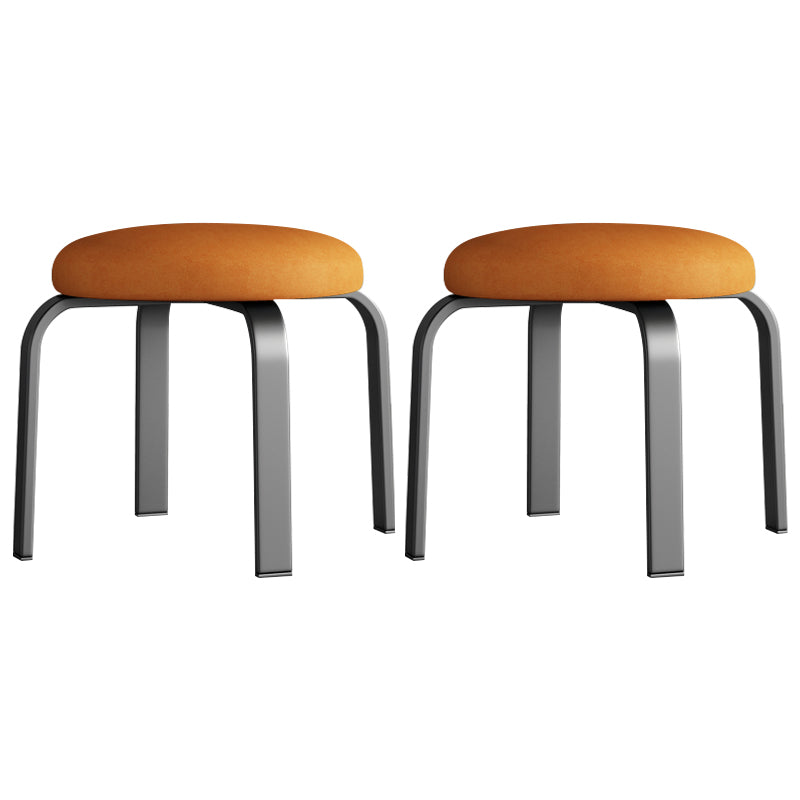 Footstool Ottoman Tear Resistant Solid Glam Cotton Blend Round Ottoman