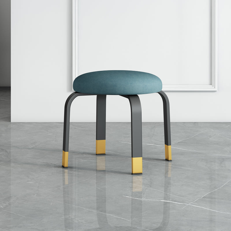 Footstool Ottoman Tear Resistant Solid Glam Cotton Blend Round Ottoman