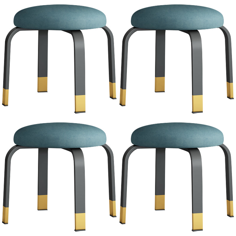 Footstool Ottoman Tear Resistant Solid Glam Cotton Blend Round Ottoman