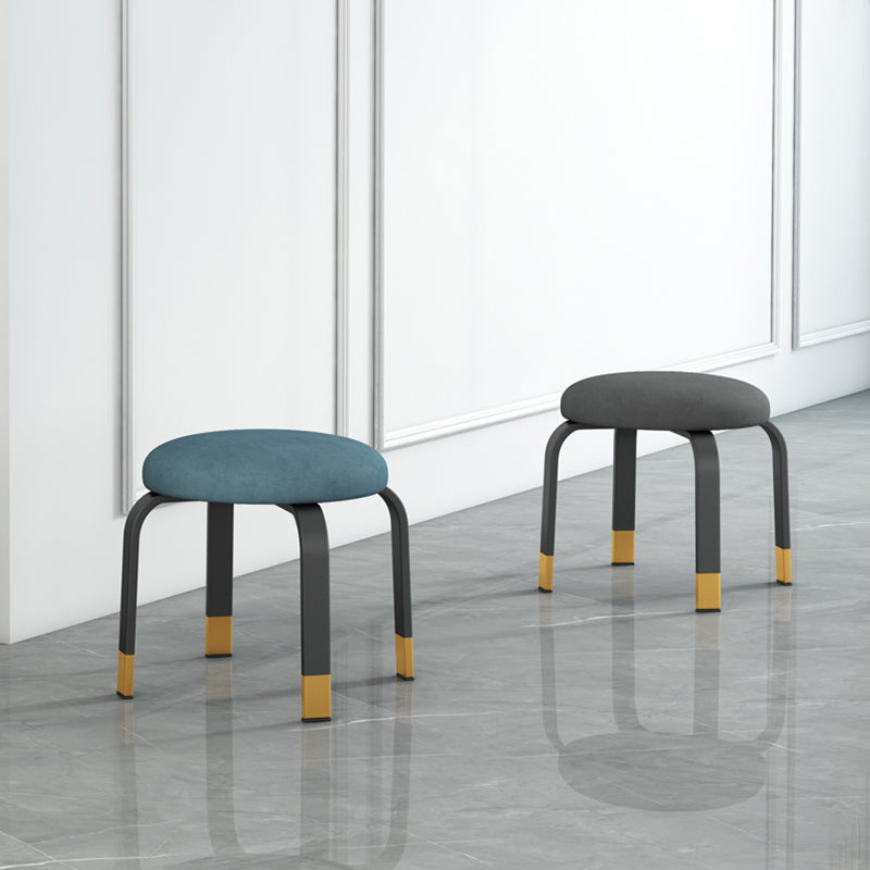 Footstool Ottoman Tear Resistant Solid Glam Cotton Blend Round Ottoman