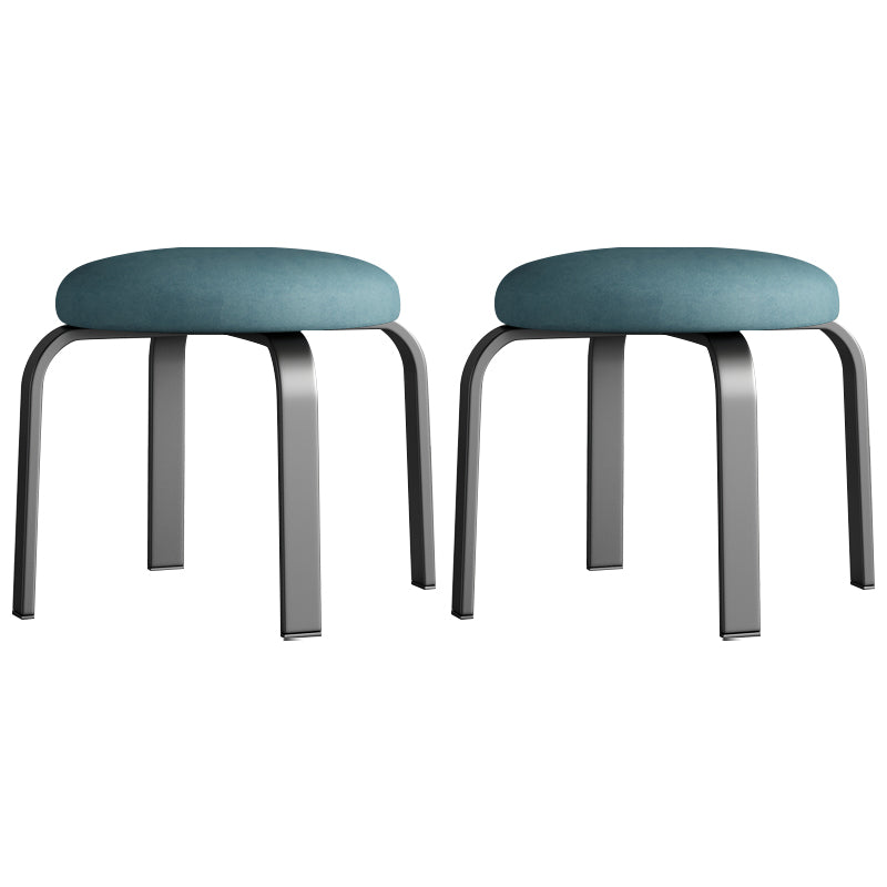 Footstool Ottoman Tear Resistant Solid Glam Cotton Blend Round Ottoman