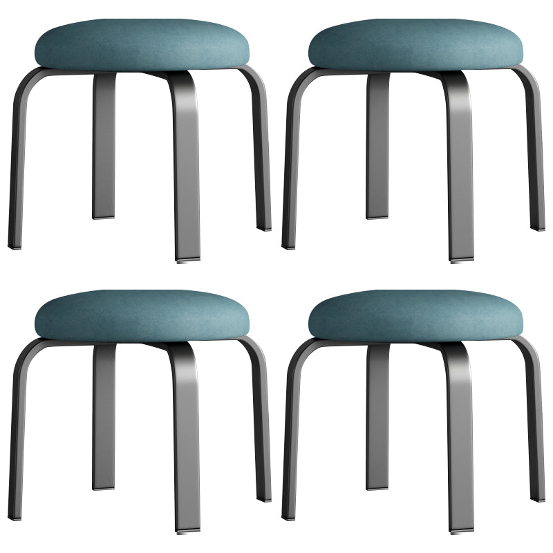 Footstool Ottoman Tear Resistant Solid Glam Cotton Blend Round Ottoman