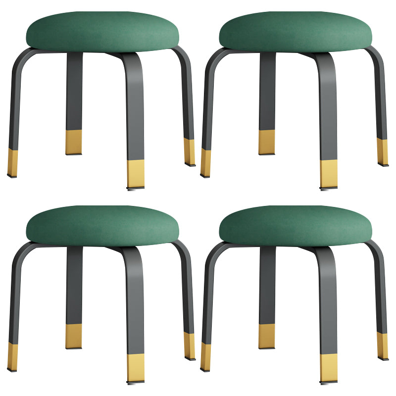 Footstool Ottoman Tear Resistant Solid Glam Cotton Blend Round Ottoman