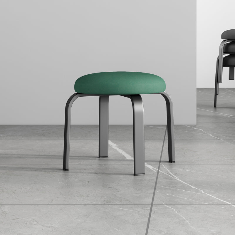 Footstool Ottoman Tear Resistant Solid Glam Cotton Blend Round Ottoman