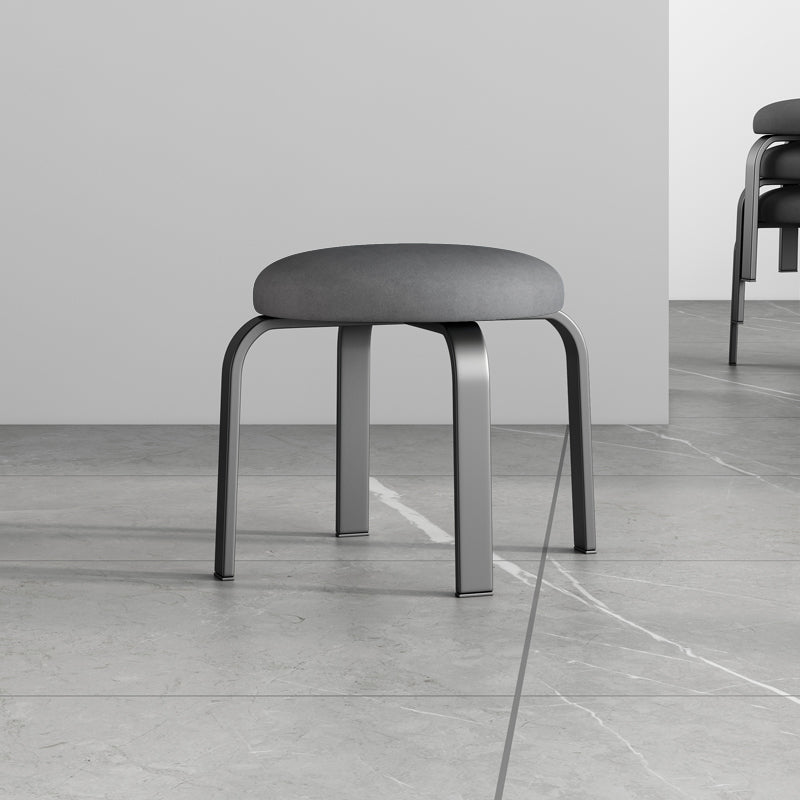 Footstool Ottoman Tear Resistant Solid Glam Cotton Blend Round Ottoman