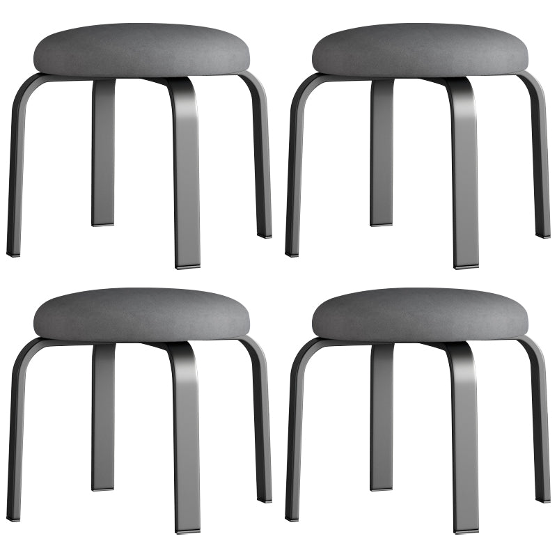 Footstool Ottoman Tear Resistant Solid Glam Cotton Blend Round Ottoman