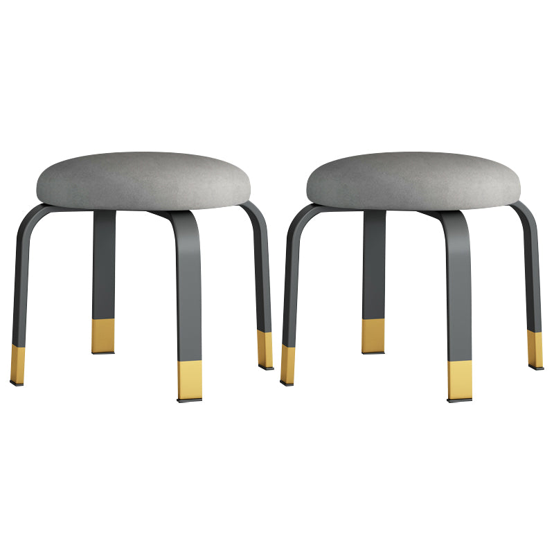 Footstool Ottoman Tear Resistant Solid Glam Cotton Blend Round Ottoman