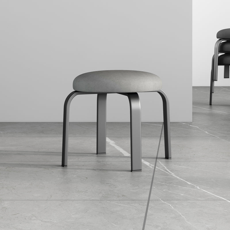 Footstool Ottoman Tear Resistant Solid Glam Cotton Blend Round Ottoman