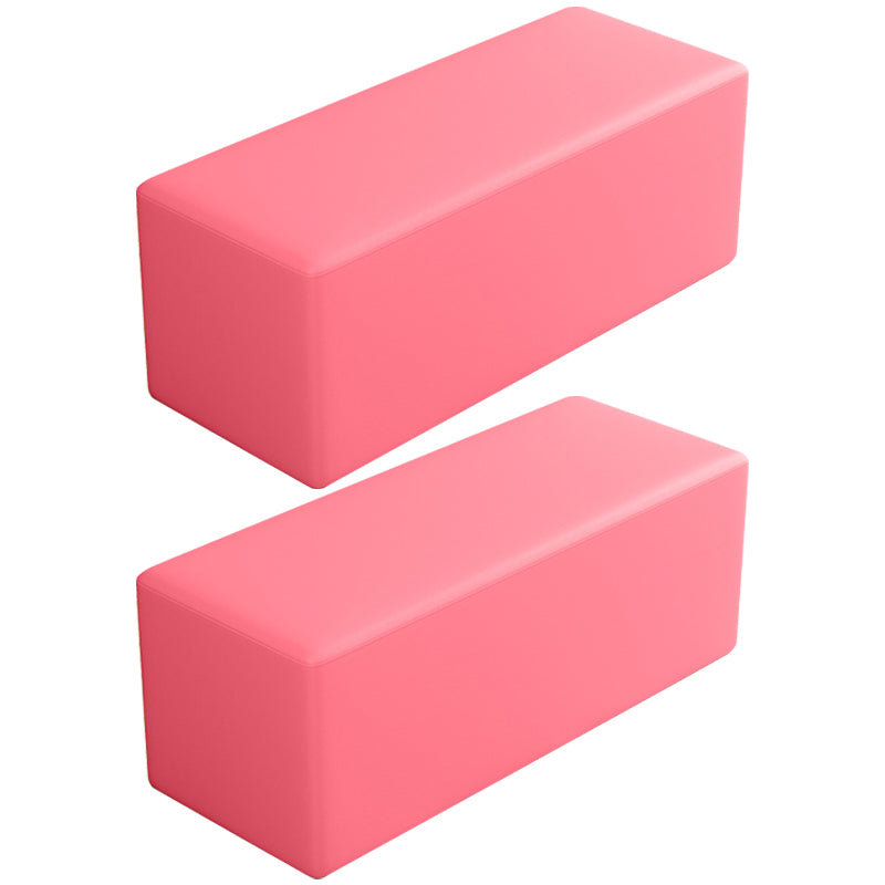 Contemporary Pouf Ottoman Faux Leather Upholstered Solid Color Square Ottoman