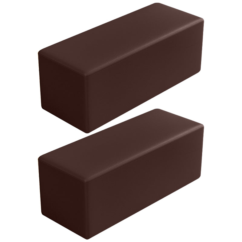 Contemporary Pouf Ottoman Faux Leather Upholstered Solid Color Square Ottoman