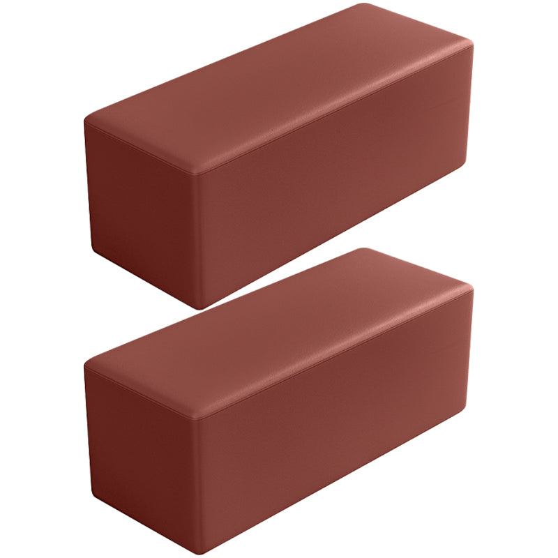 Contemporary Pouf Ottoman Faux Leather Upholstered Solid Color Square Ottoman