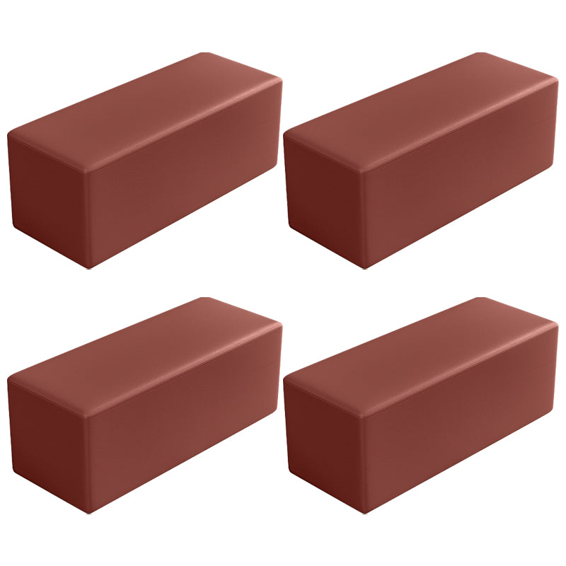 Contemporary Pouf Ottoman Faux Leather Upholstered Solid Color Square Ottoman