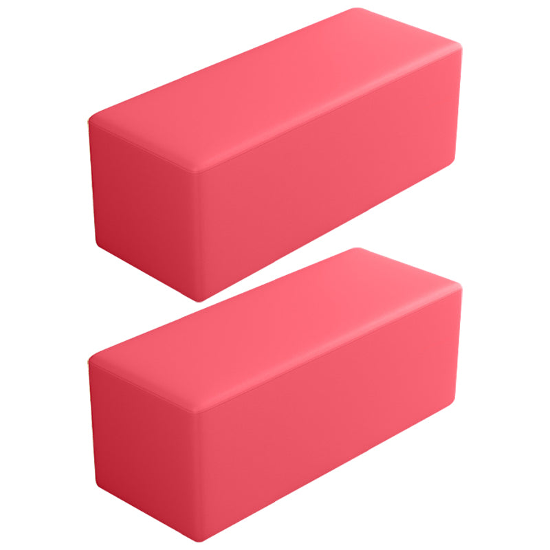 Contemporary Pouf Ottoman Faux Leather Upholstered Solid Color Square Ottoman