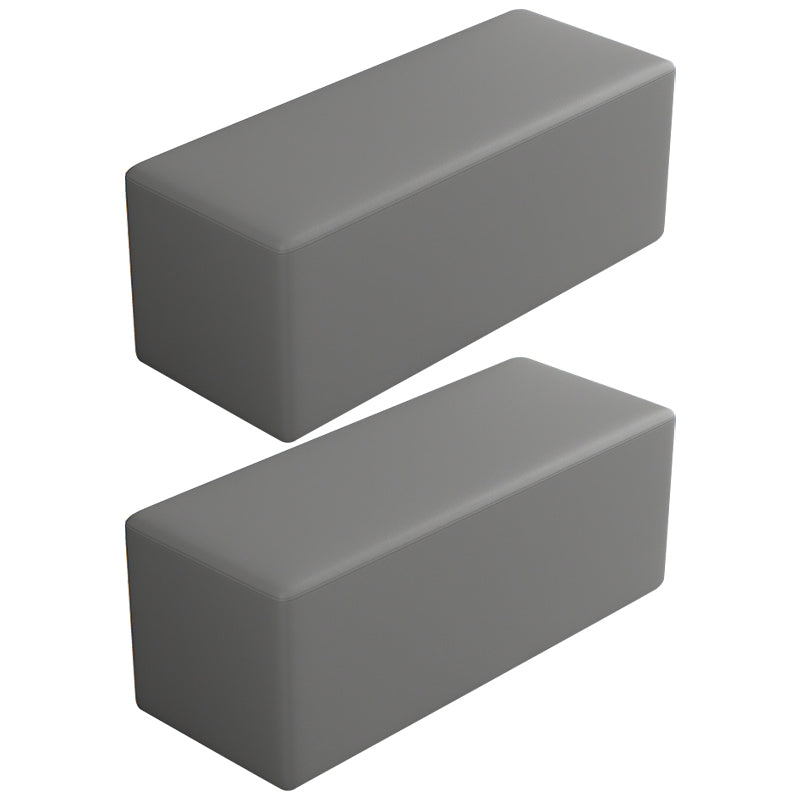 Contemporary Pouf Ottoman Faux Leather Upholstered Solid Color Square Ottoman