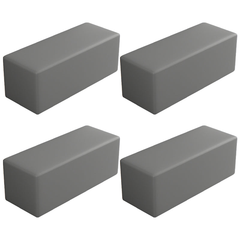 Contemporary Pouf Ottoman Faux Leather Upholstered Solid Color Square Ottoman