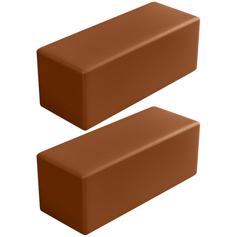 Contemporary Pouf Ottoman Faux Leather Upholstered Solid Color Square Ottoman