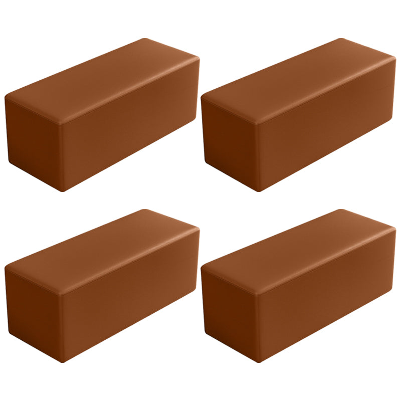 Contemporary Pouf Ottoman Faux Leather Upholstered Solid Color Square Ottoman