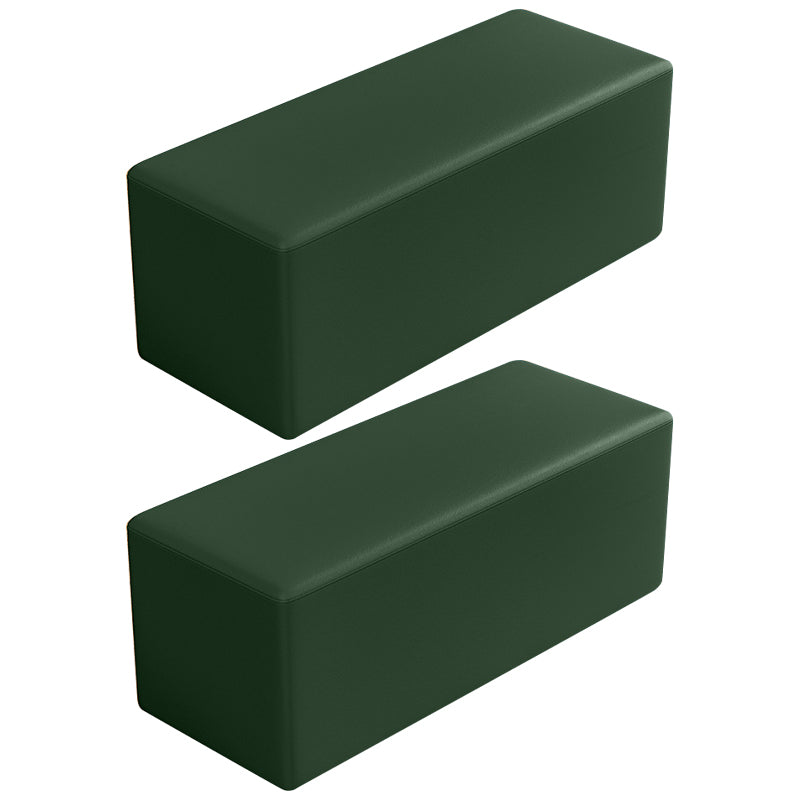 Contemporary Pouf Ottoman Faux Leather Upholstered Solid Color Square Ottoman