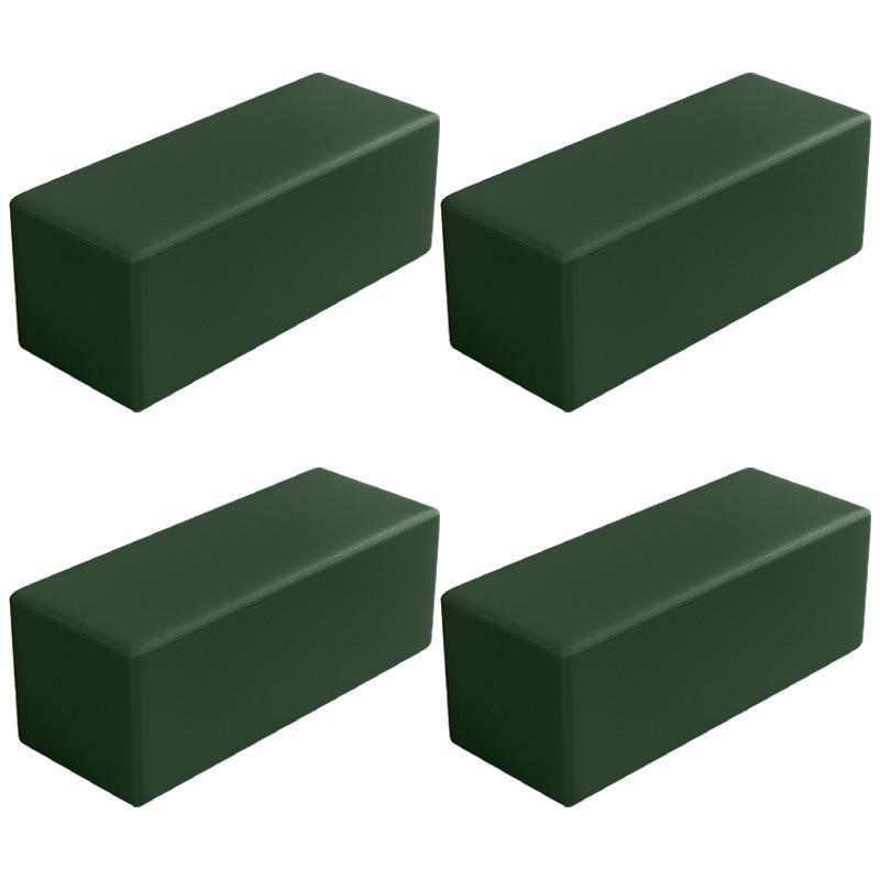 Contemporary Pouf Ottoman Faux Leather Upholstered Solid Color Square Ottoman