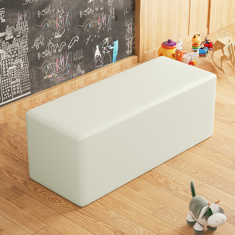 Contemporary Pouf Ottoman Faux Leather Upholstered Solid Color Square Ottoman