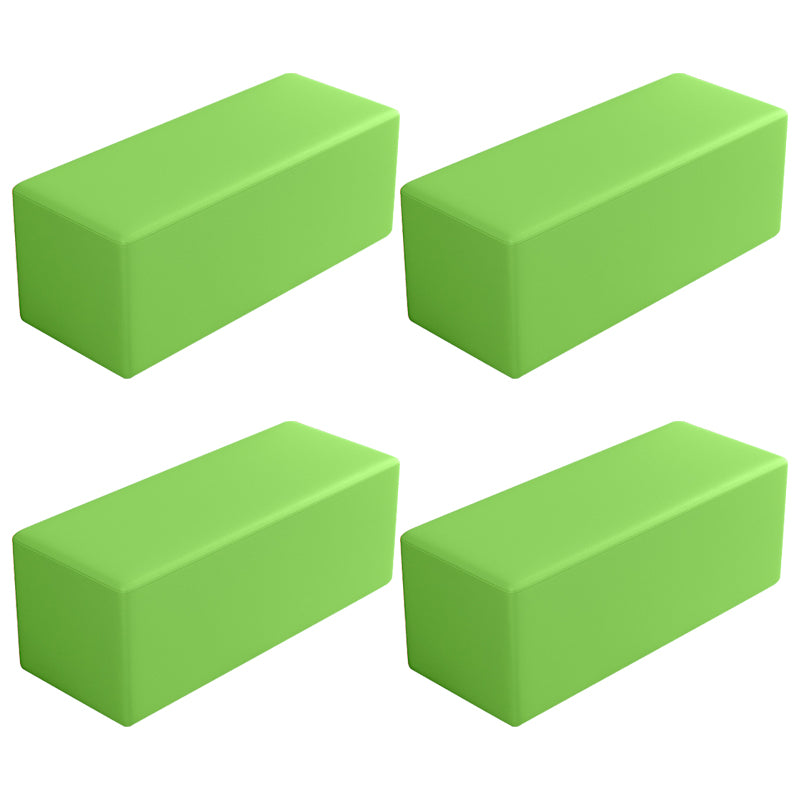 Contemporary Pouf Ottoman Faux Leather Upholstered Solid Color Square Ottoman