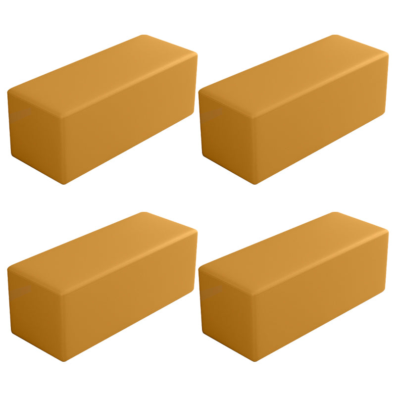 Contemporary Pouf Ottoman Faux Leather Upholstered Solid Color Square Ottoman