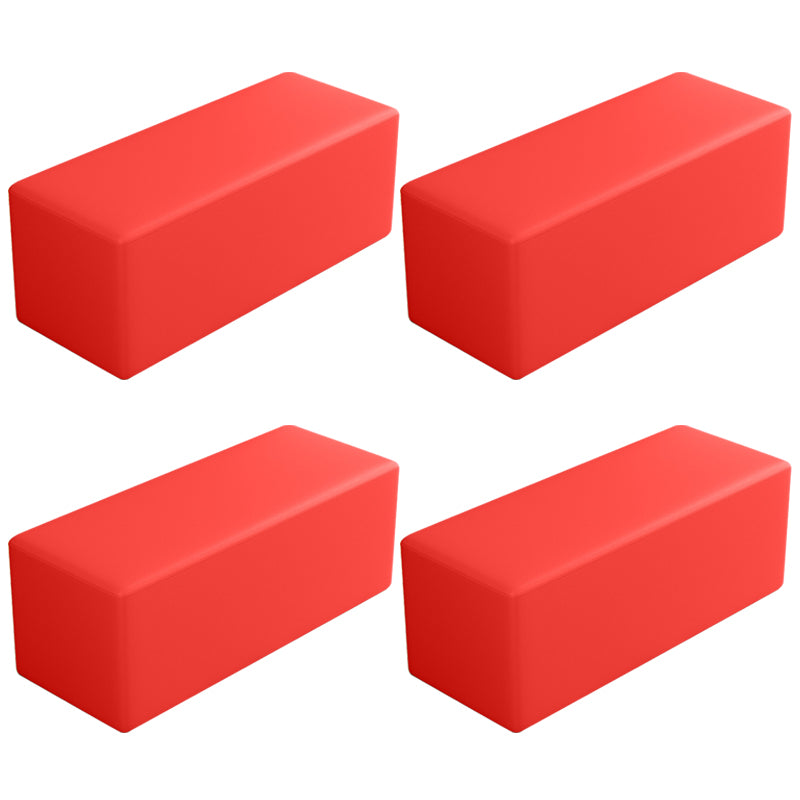 Contemporary Pouf Ottoman Faux Leather Upholstered Solid Color Square Ottoman