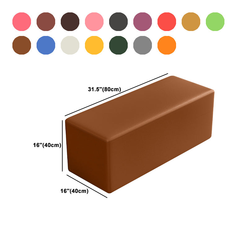 Contemporary Pouf Ottoman Faux Leather Upholstered Solid Color Square Ottoman